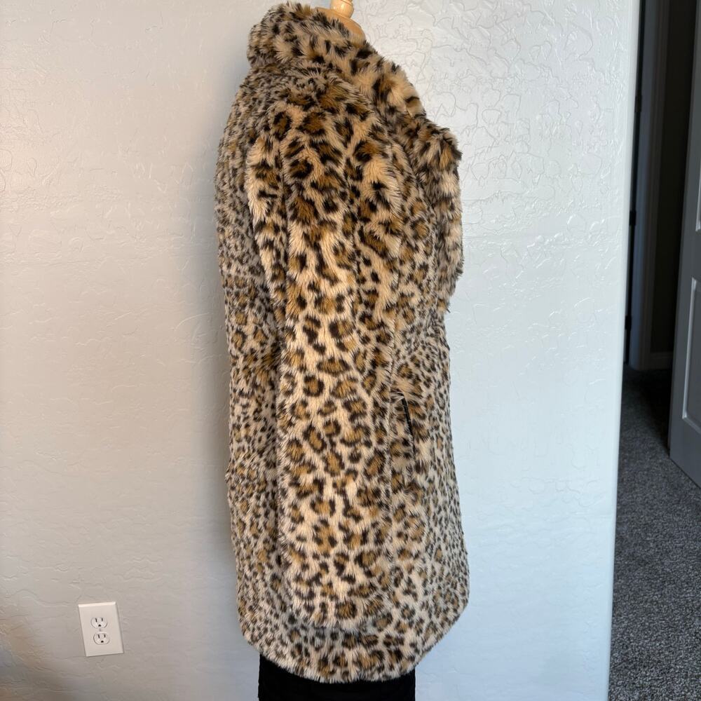 Charlotte Russe Leopard Print Faux Fur Longline Coat Mob Wife Maximalist Glam Sm - Picture 8 of 16